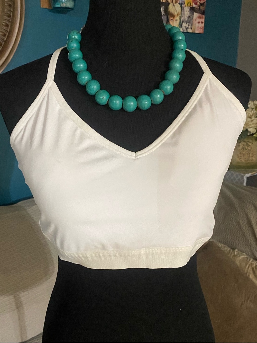 Athletic Works White V-Neck Sports Bra